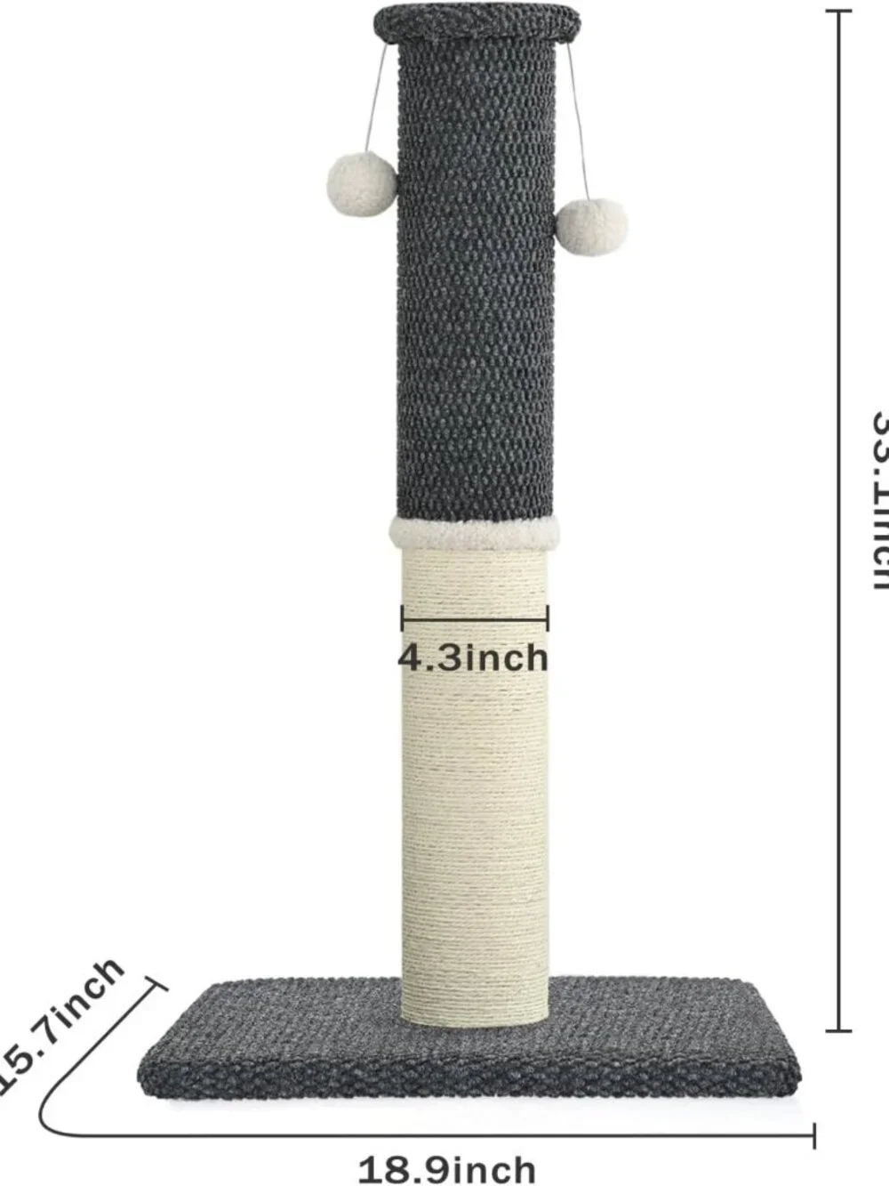 Tall Cat Scratching Post with Sisal & Carpet, 33
